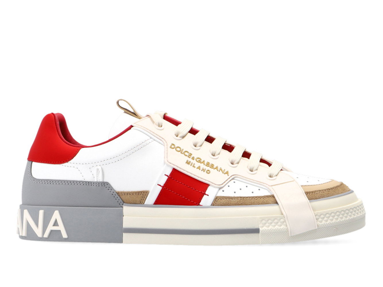 Кецове и обувки Dolce & Gabbana Custom 2.Zero Low Beige White Grey Red Бяло | CS1863 AO754 8K703, 0