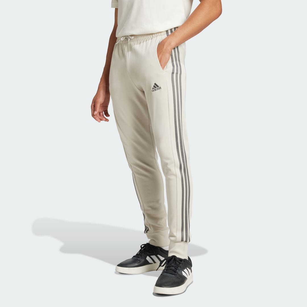 Спортни панталони adidas Performance Essentials French Terry Tapered Cuff 3-Stripes Pants Бежово | IW7682, 0