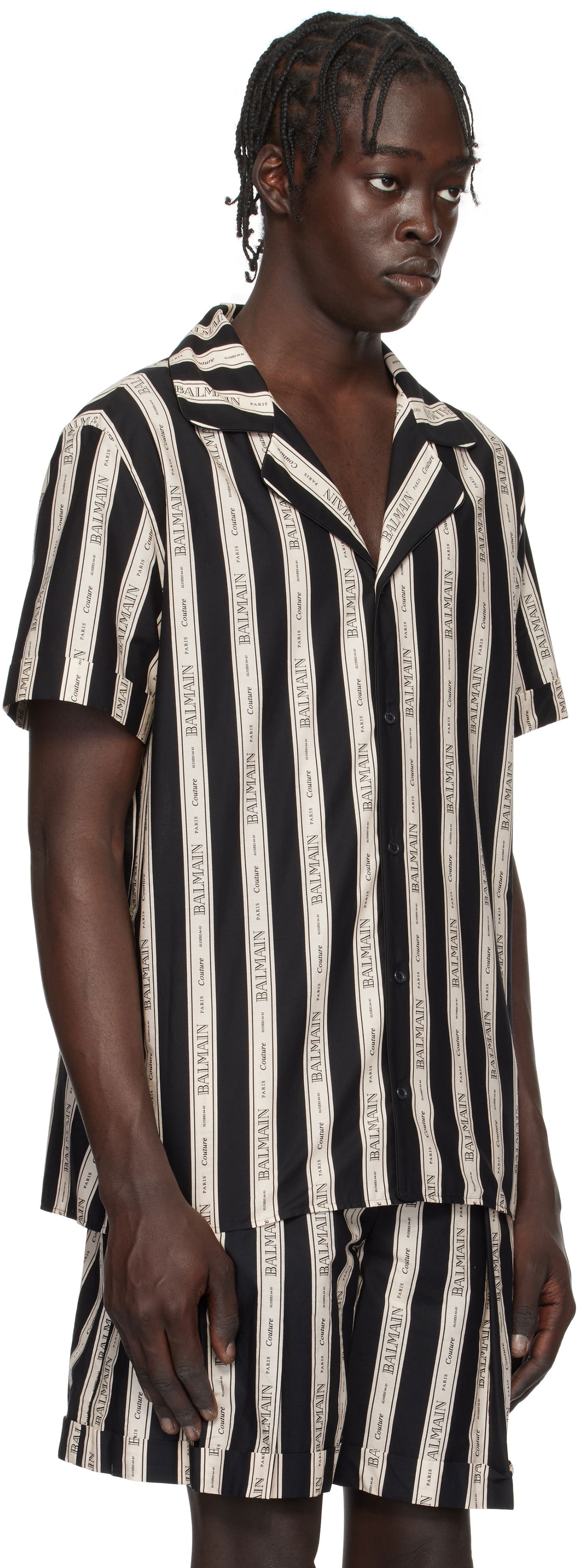 Риза Balmain Striped Shirt Черно | EH1HN065CF80, 1