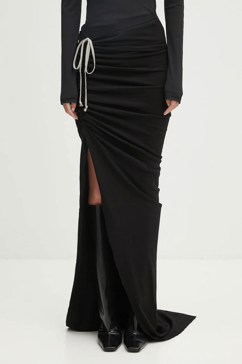 Пола Rick Owens Rick Owens DRKSHDW Soft Edfu Long Maxi Skirt Черно | DS02E7337.JDB