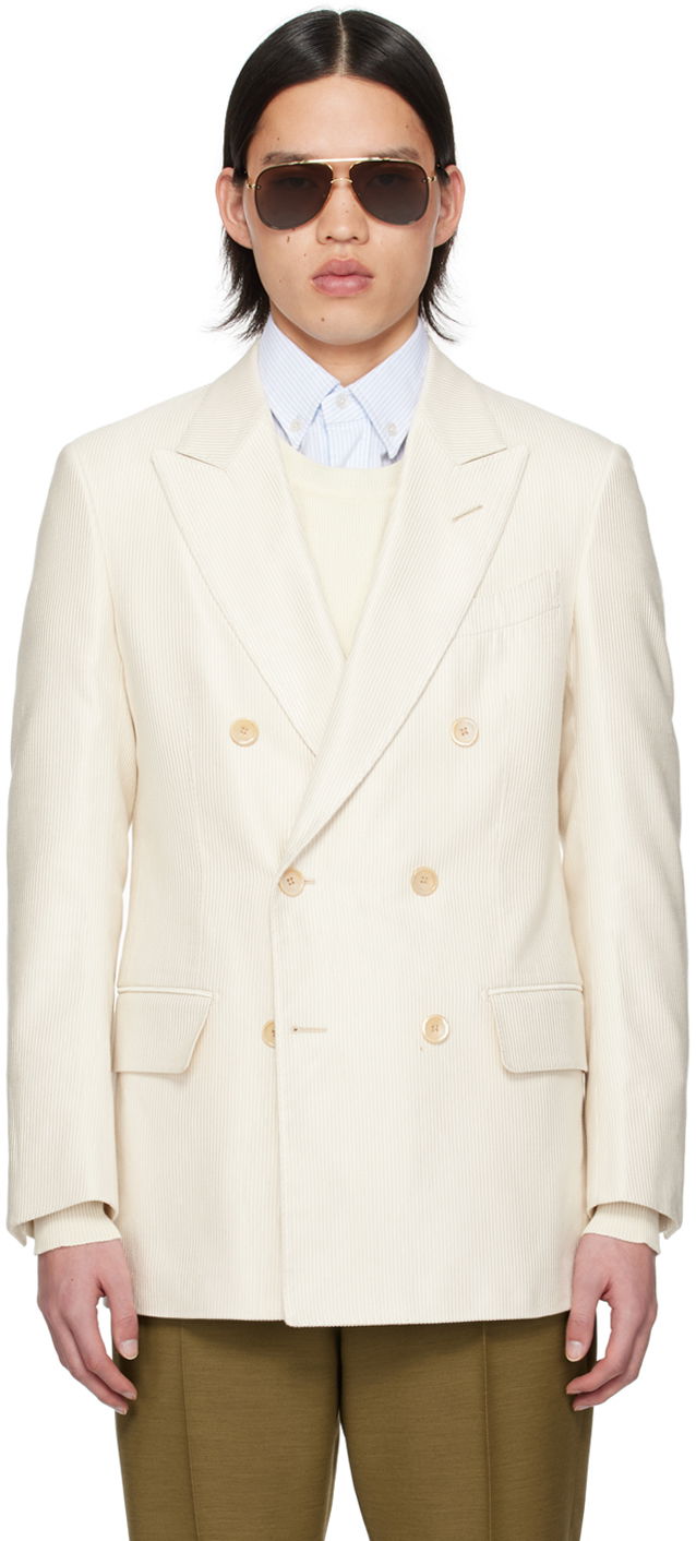 Яке Tom Ford TOM FORD Atticus Double-Breasted Blazer Бежово | JLBP02-CSS10, 0