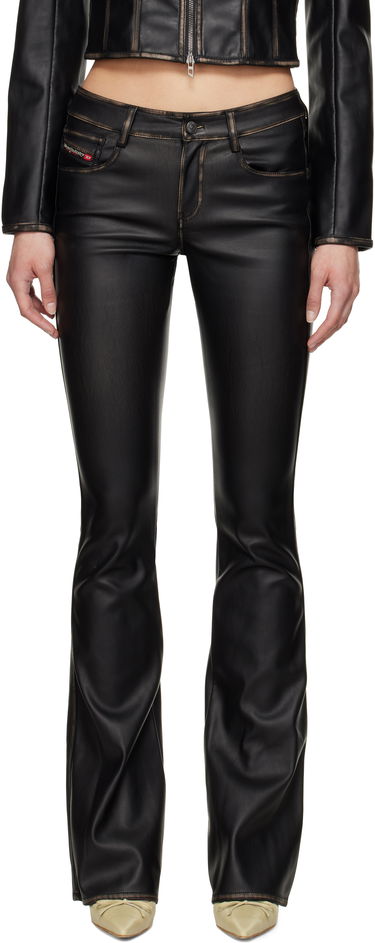 Дънки Diesel Diesel P-Stellar-Q1 Faux-Leather Flare Trousers Черно | A16701 0IKAR, 0