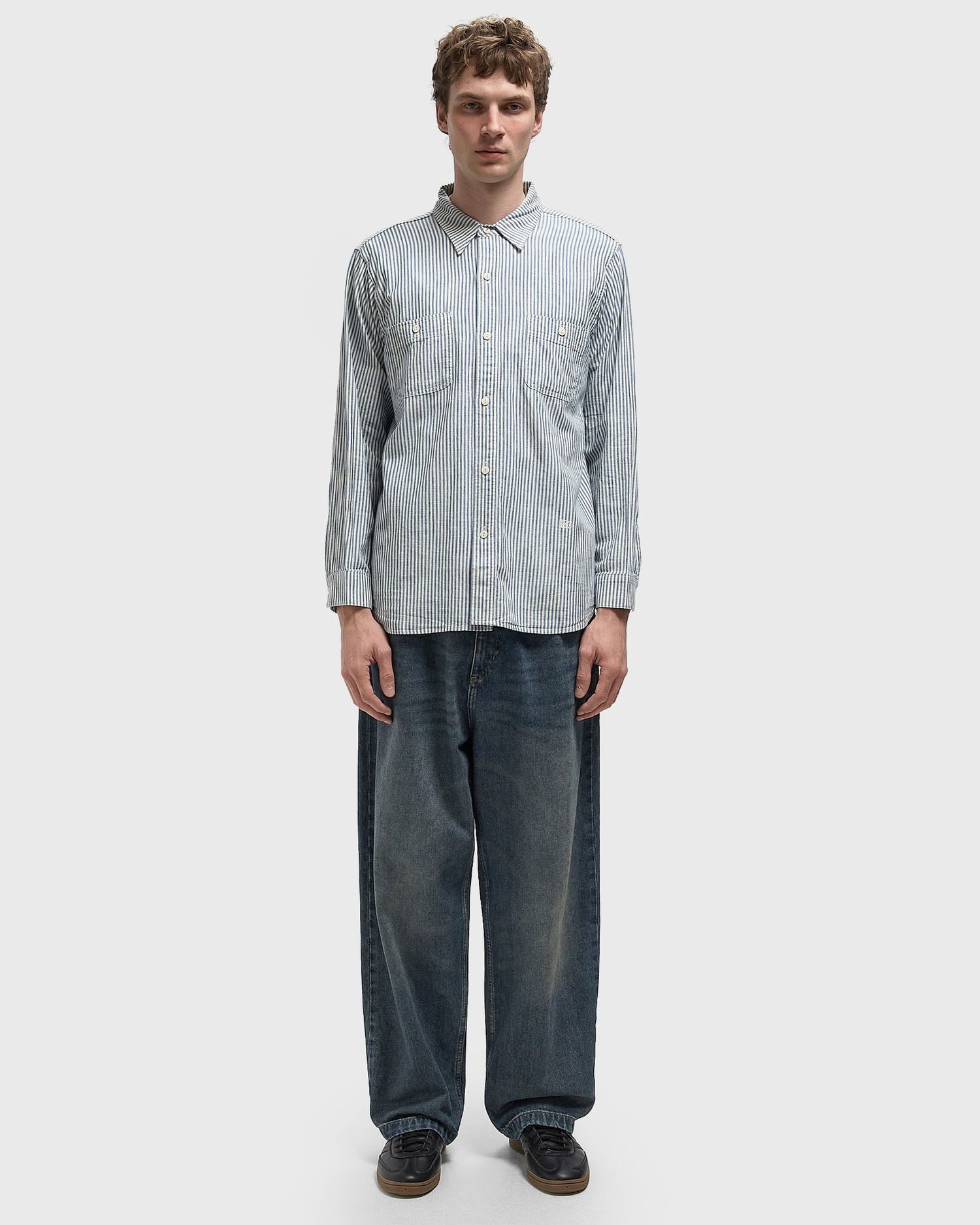 Риза Levi's BLUE TAB Striped Long Sleeve Button-Up Work Shirt with Chest Pockets Синьо | 001LH-0001, 1