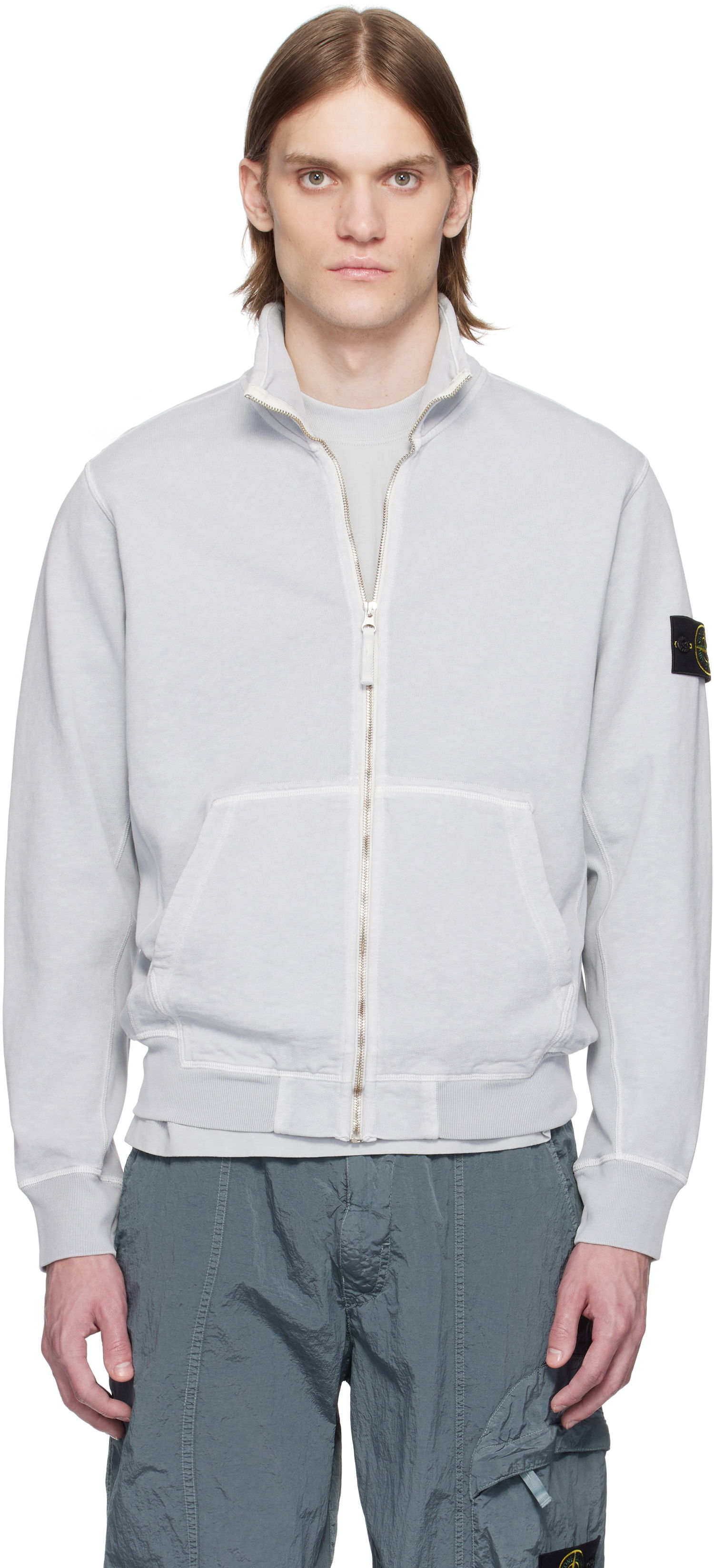 Суитчър Stone Island Stone Island Fleece Sweatshirt with Zip Closure Сиво | K1S15 6100022 S0060, 0