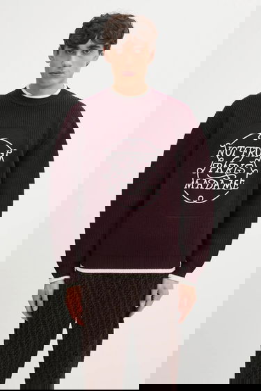 Пуловер Drôle de Monsieur Slogan Ribbed Sweater Бургунди | I.PO184.WO007, 0