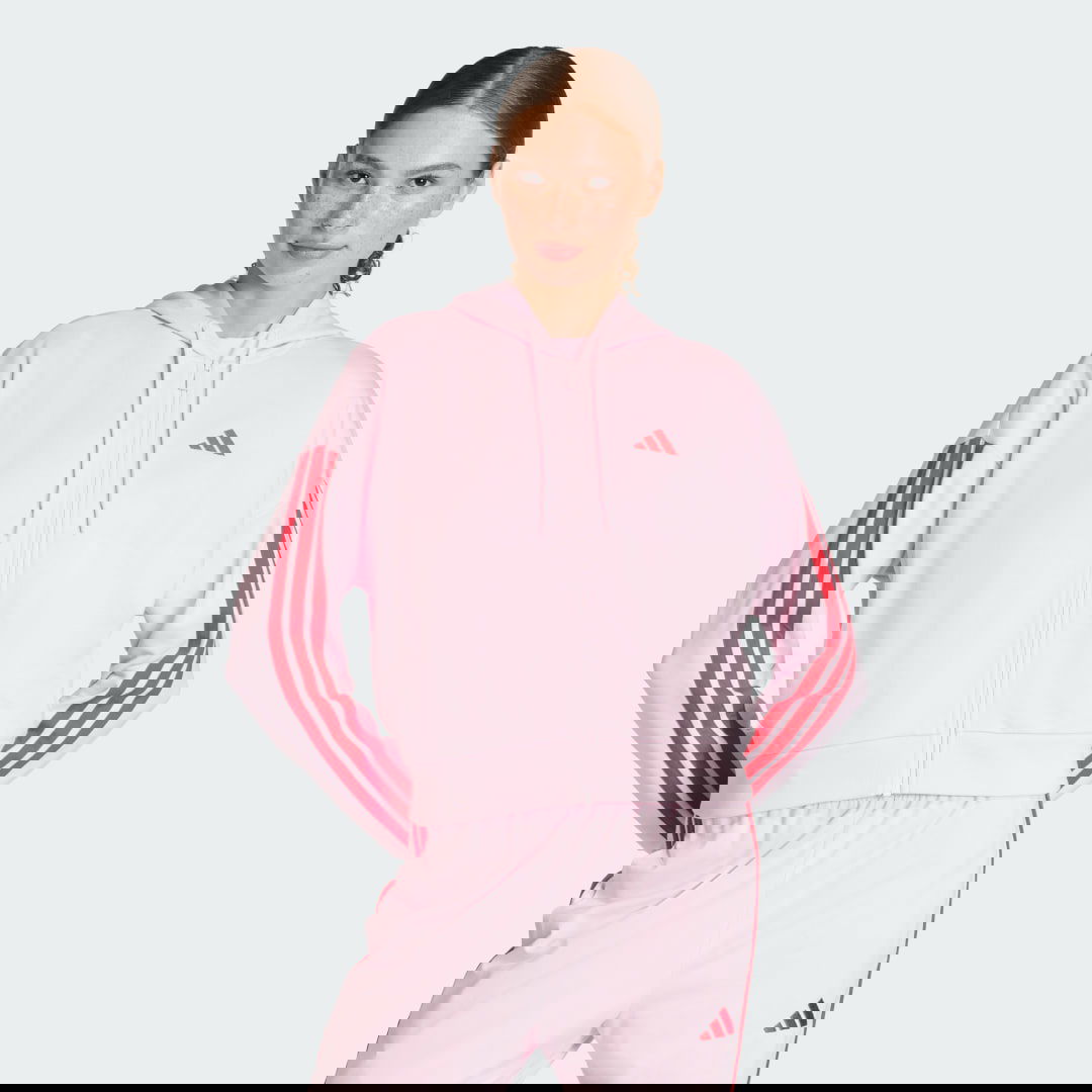 Суитчър adidas Performance Essentials 3-Stripes French Terry Full-Zip Hoodie Розово | KD4789, 0