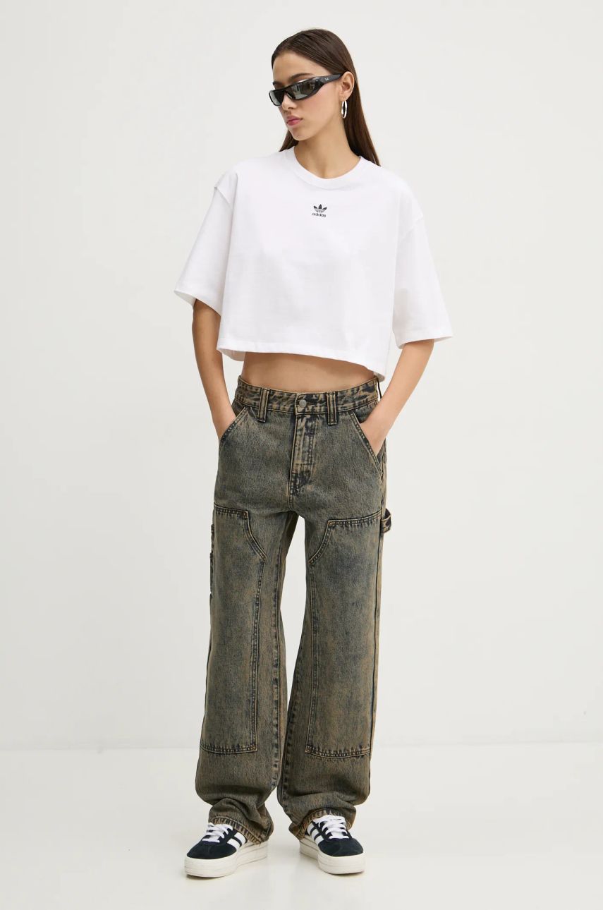 Тениска adidas Originals Originals Essential Cropped T-Shirt Бяло | JJ3385, 1