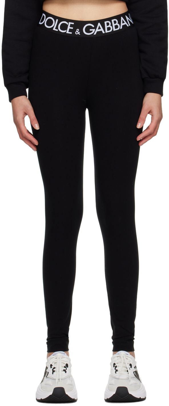 Клинове Dolce & Gabbana Black Elasticized Waistband Leggings Черно | FTB5TTFUGFJ