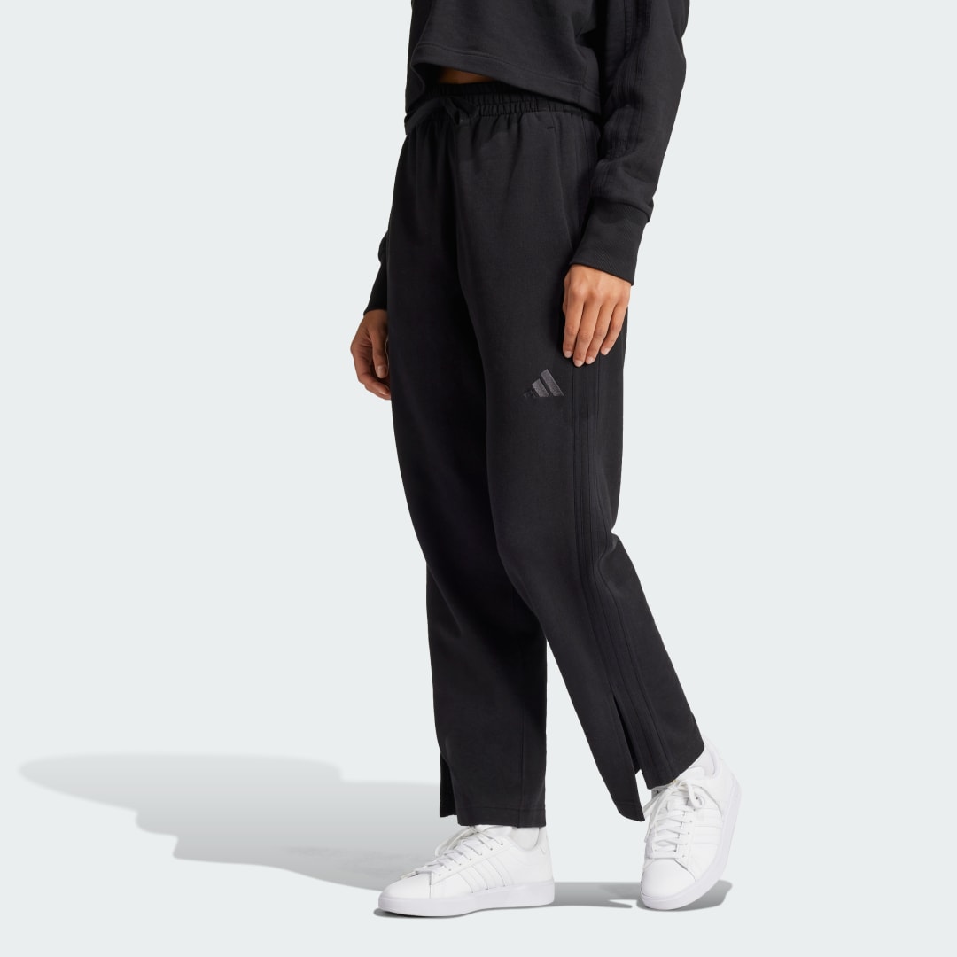 Спортни панталони adidas Performance French Terry 3-Stripes Straight Leg Joggers Черно | JI9106, 0