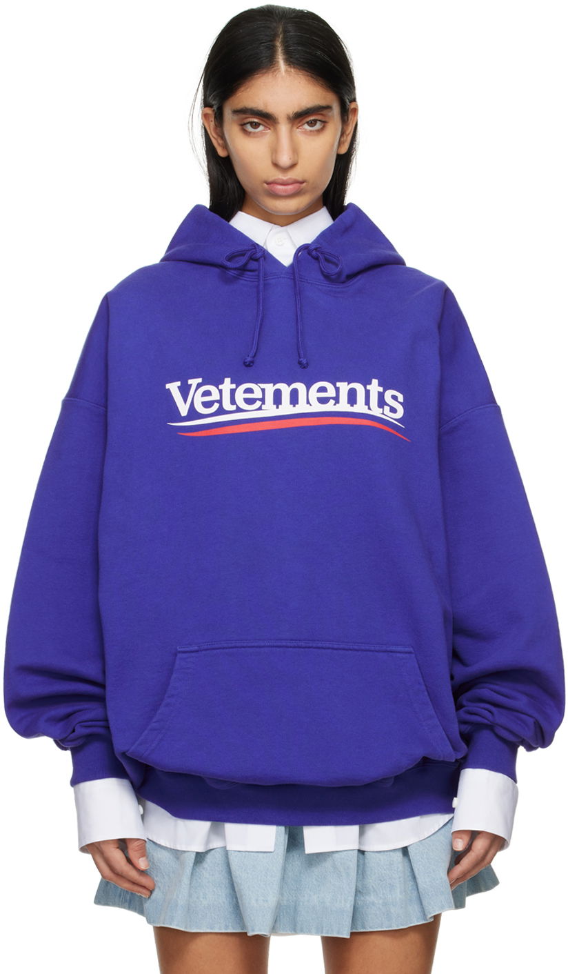 Суитчър VETEMENTS Campaign Hoodie Синьо | UE64HD440N, 0