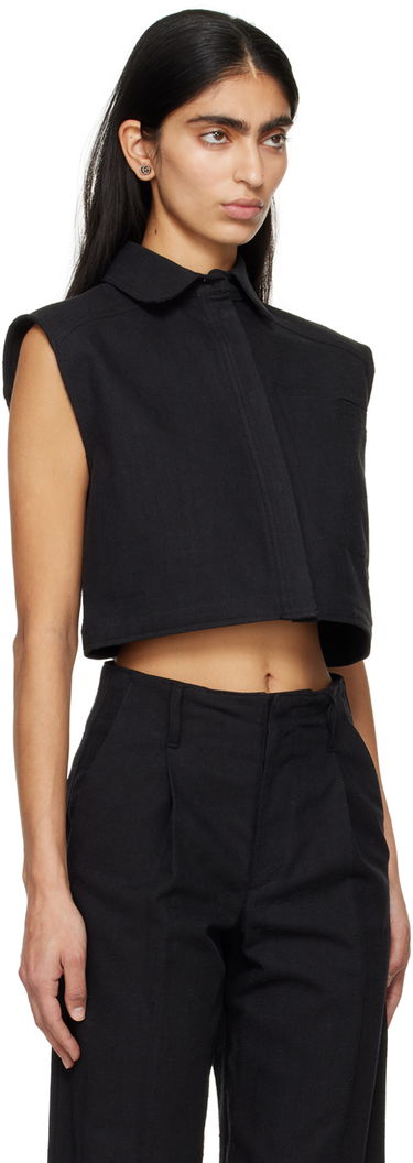 Риза Loulou de Saison Loulou de Saison Adora Cropped Sleeveless Shirt Бяло | ADORA, 4