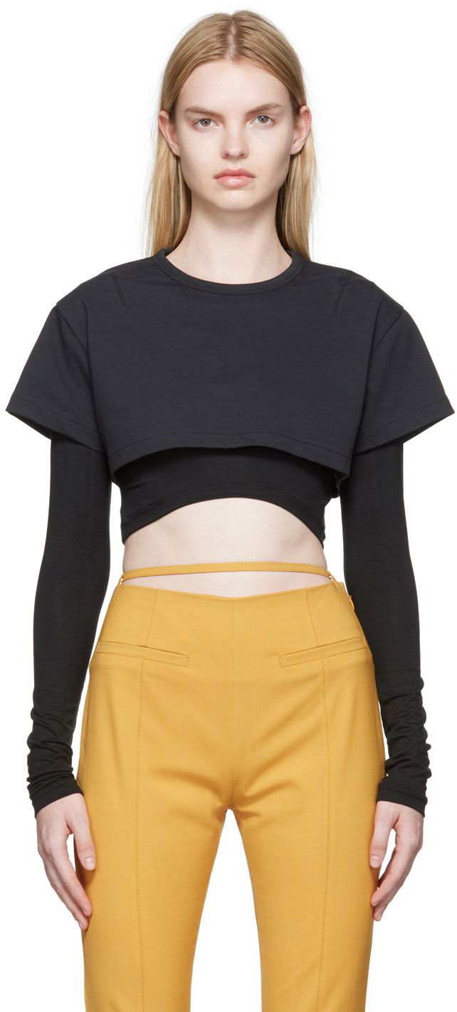 Съкратен топ Jacquemus ‘Le Double’ Черно | 21H213JS100-2450, 0