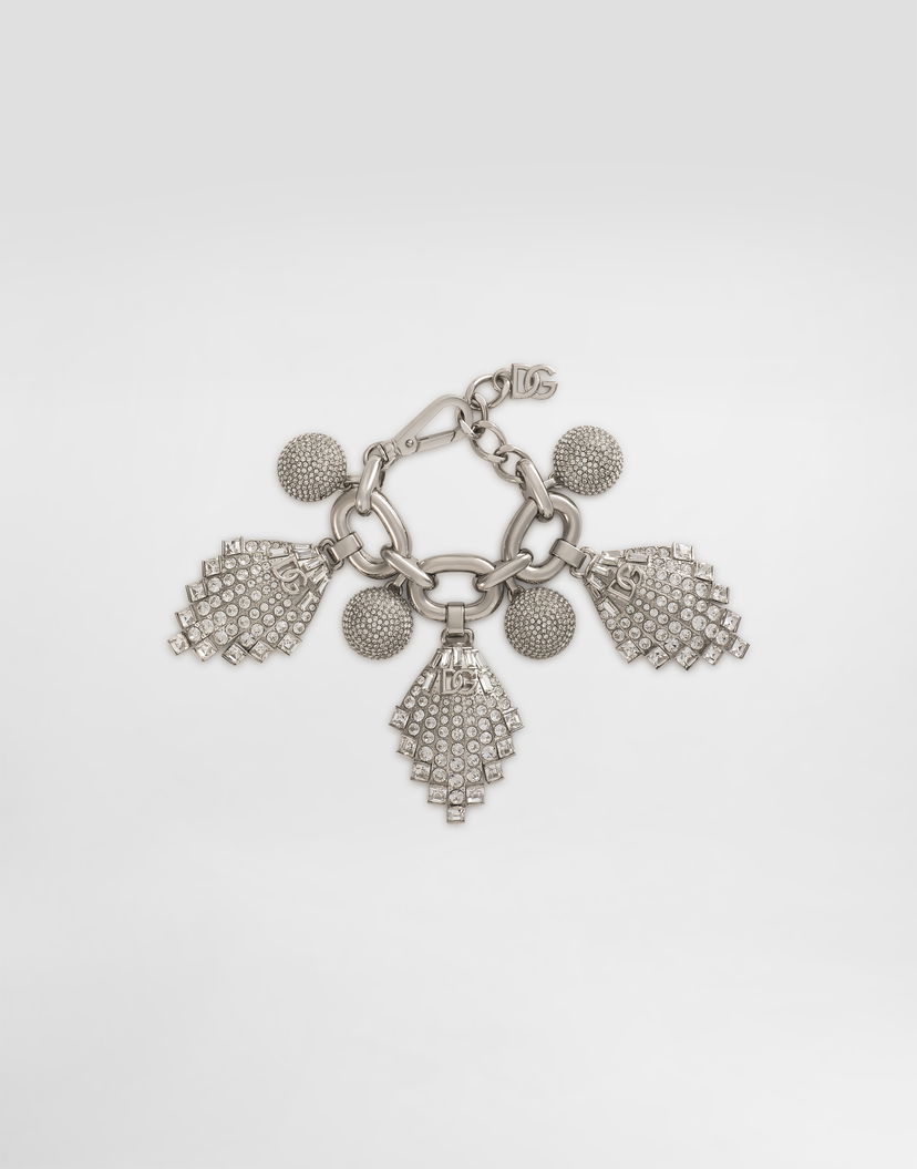 Гривна Dolce & Gabbana Dolce & Gabbana Rhinestone Maxi-Bracelet with Chain and DG Logo Металик | WBR2E5W111187655