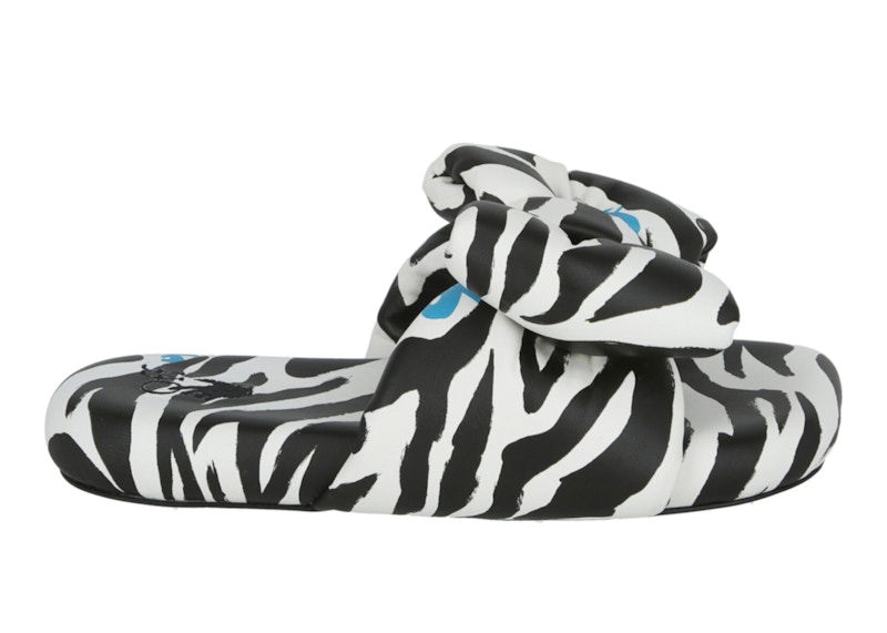 Кецове и обувки Off-White Zebra Printed Extra Padded Slide Black White W Черно | IC005S22 LEA00 21001, 0