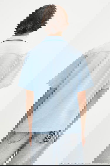 Риза adidas Originals adidas Originals Essentials Seersucker Relaxed Fit Short Sleeve Shirt Синьо | JD2457, 2