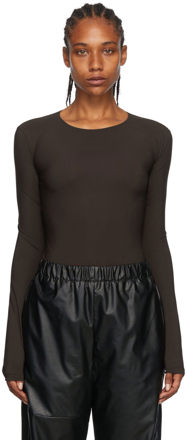 боди Maison Margiela MM6 Maison Margiela Nylon Long Sleeve Bodysuit Кафяво | S52NA0050 S20518, 0