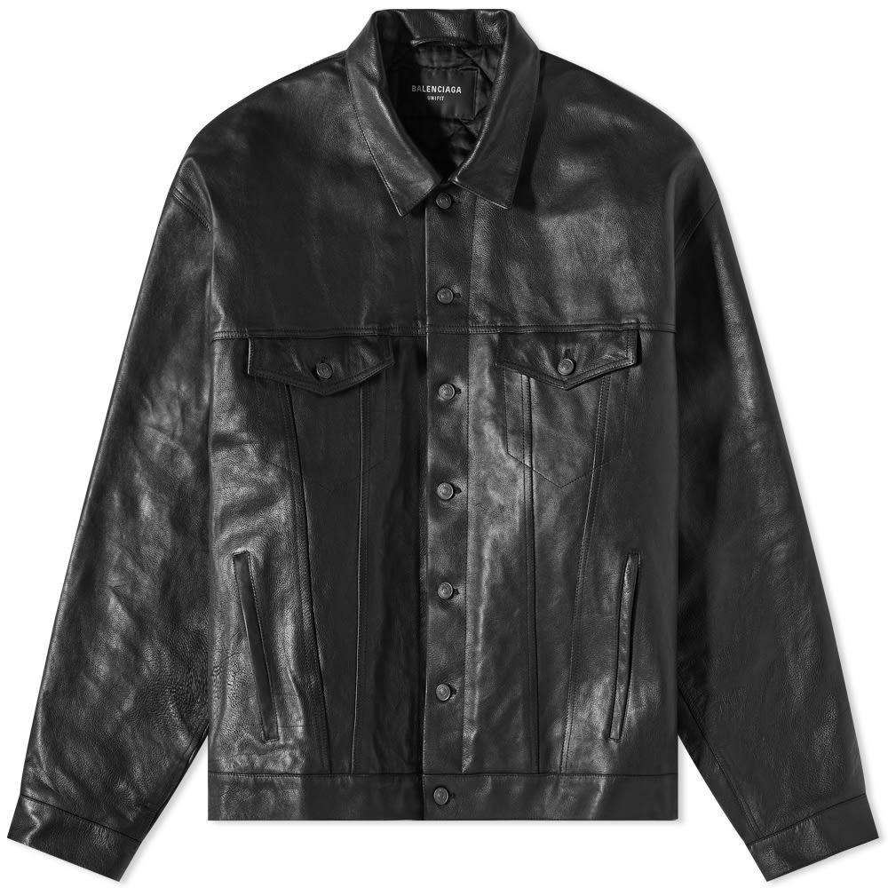 Яке Balenciaga Boxy Leather Jacket Черно | 697776-TMS03-1000, 0