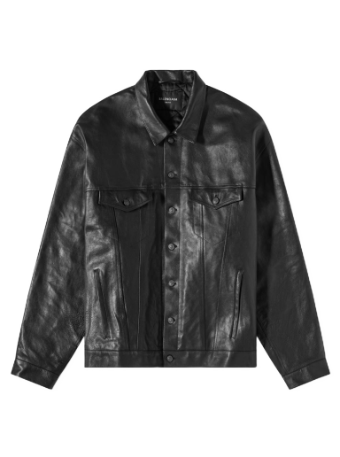 Яке Balenciaga Boxy Leather Jacket Черно | 697776-TMS03-1000