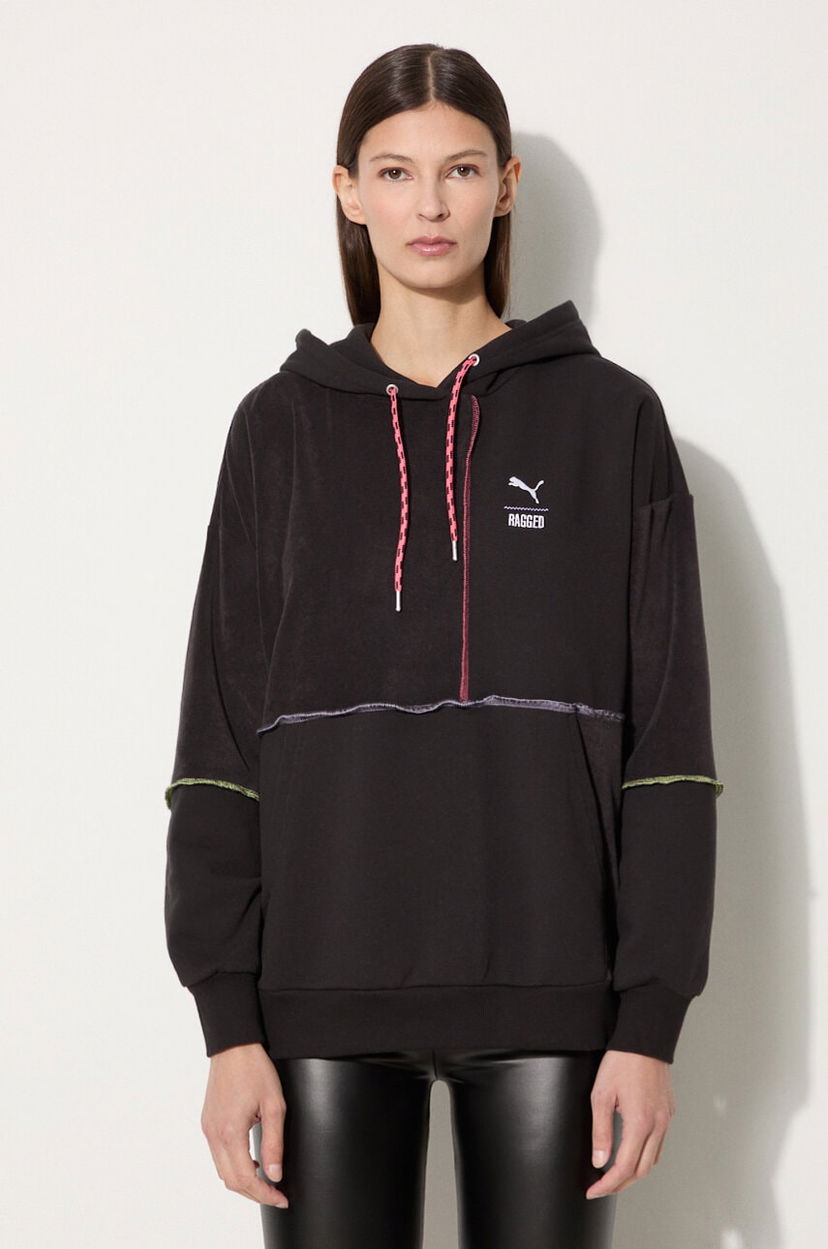 Суитчър Puma Ragged Exposed Seam Hoodie Черно | 539128
