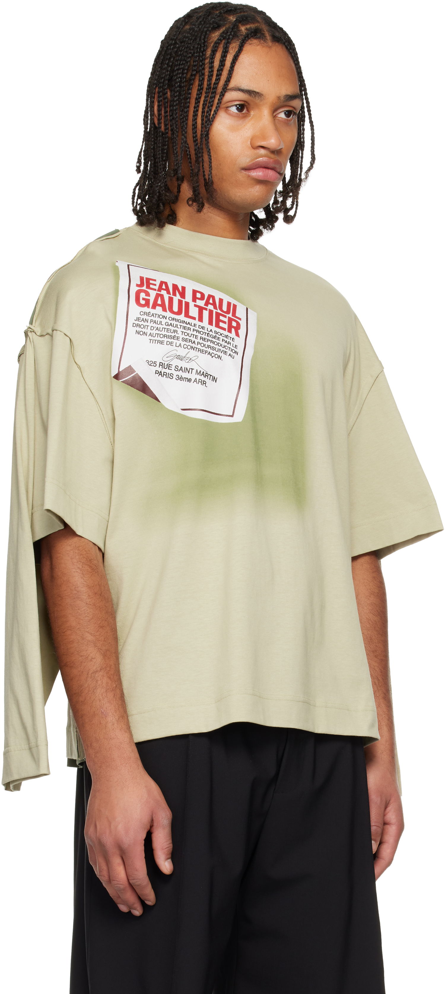 Тениска Jean Paul Gaultier 'The Gaultier Label' Double T-shirt Бежово | 25/04-U-TO344-J017-490130, 1