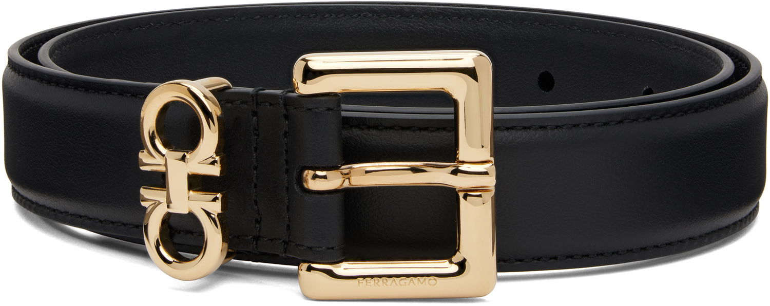 Колани FERRAGAMO Salvatore Ferragamo Double Gancini Fixed Belt Черно | 780415, 0
