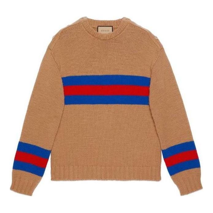 Пуловер Gucci Wool Mohair Sweater With Web Кафяво | 750841-XKDF2-2032