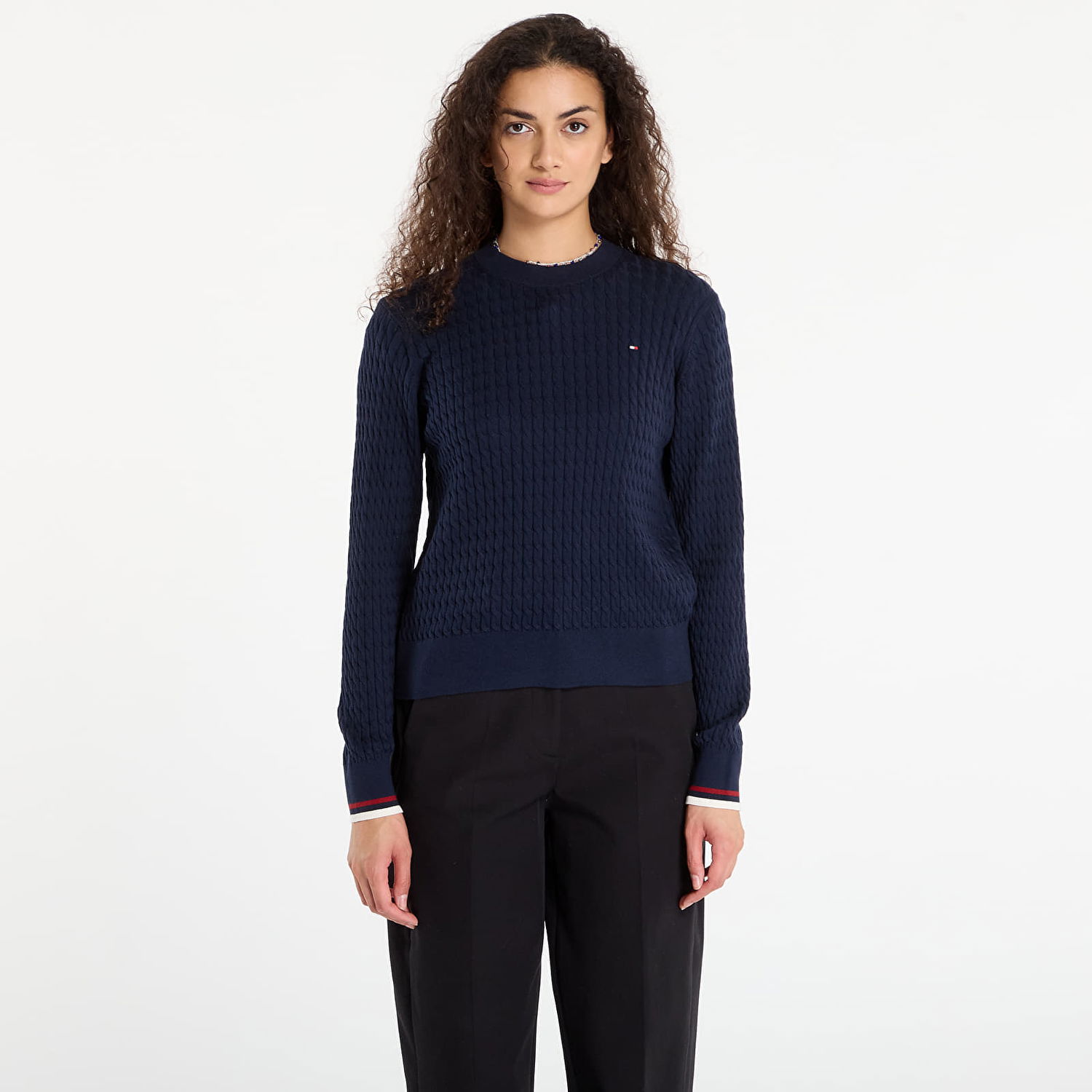 Пуловер Tommy Hilfiger Tommy Hilfiger Cable Fine Knit Sweater Тъмно синьо | WW0WW44993-0ZZ, 0