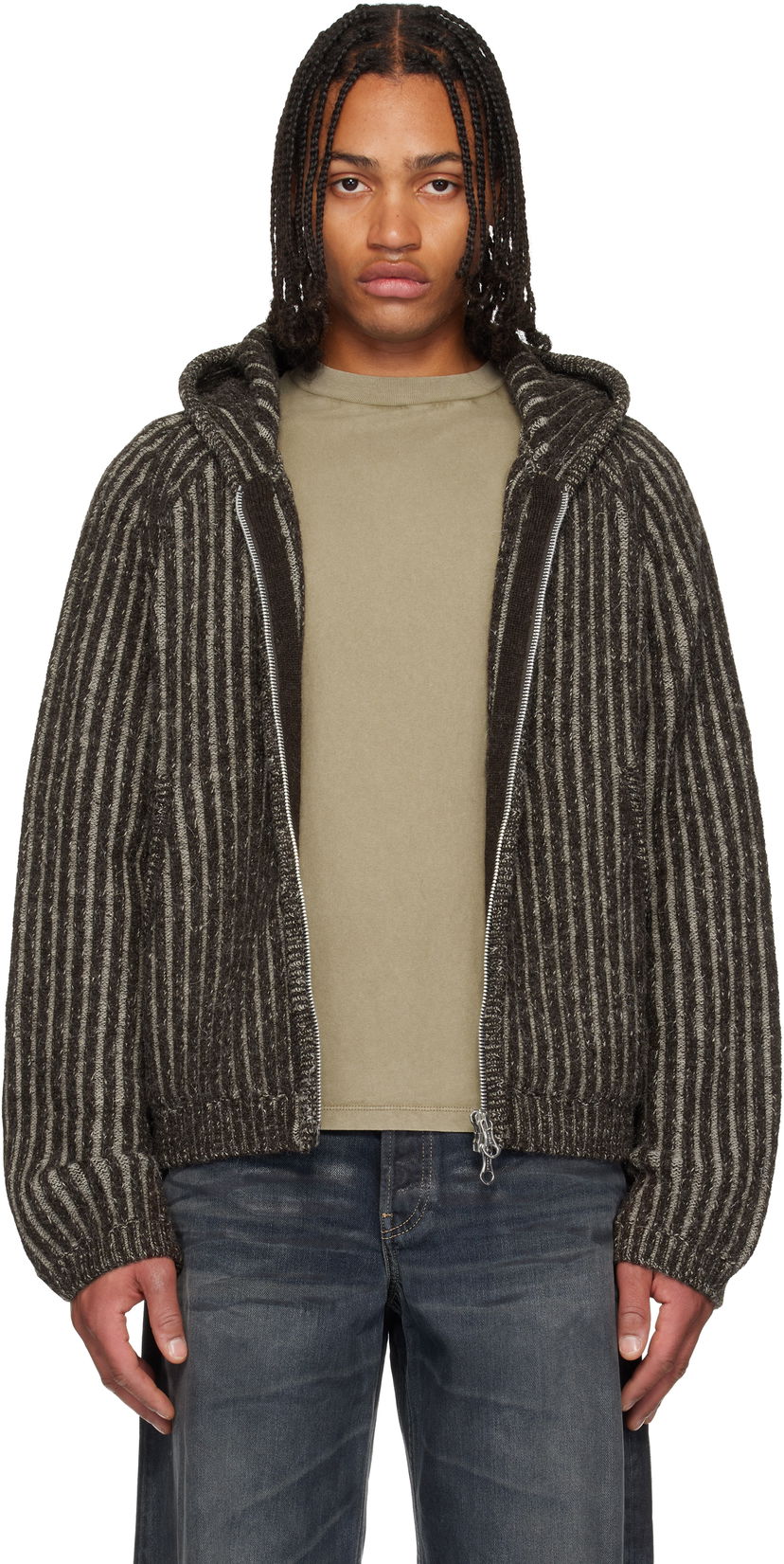 Суитчър OUR LEGACY Level Striped Knit Zip-Up Hoodie Многоцветен | M4253LV