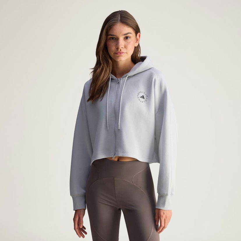 Суитчър adidas Performance Stella McCartney Sportswear Cropped Full-Zip Hoodie Сиво | JW4689