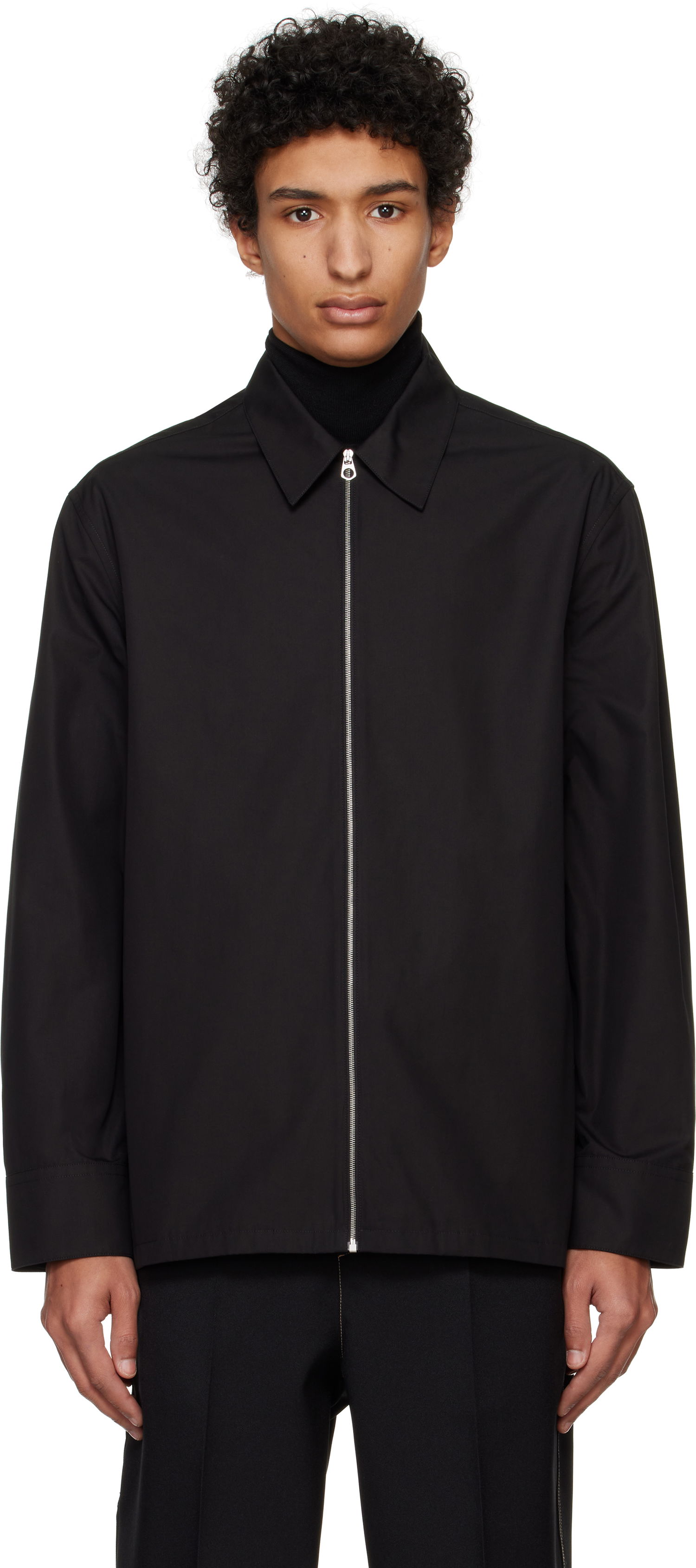 Риза Jil Sander Jil Sander Zip-Up Shirt Черно | J22DL0249_J45002, 0