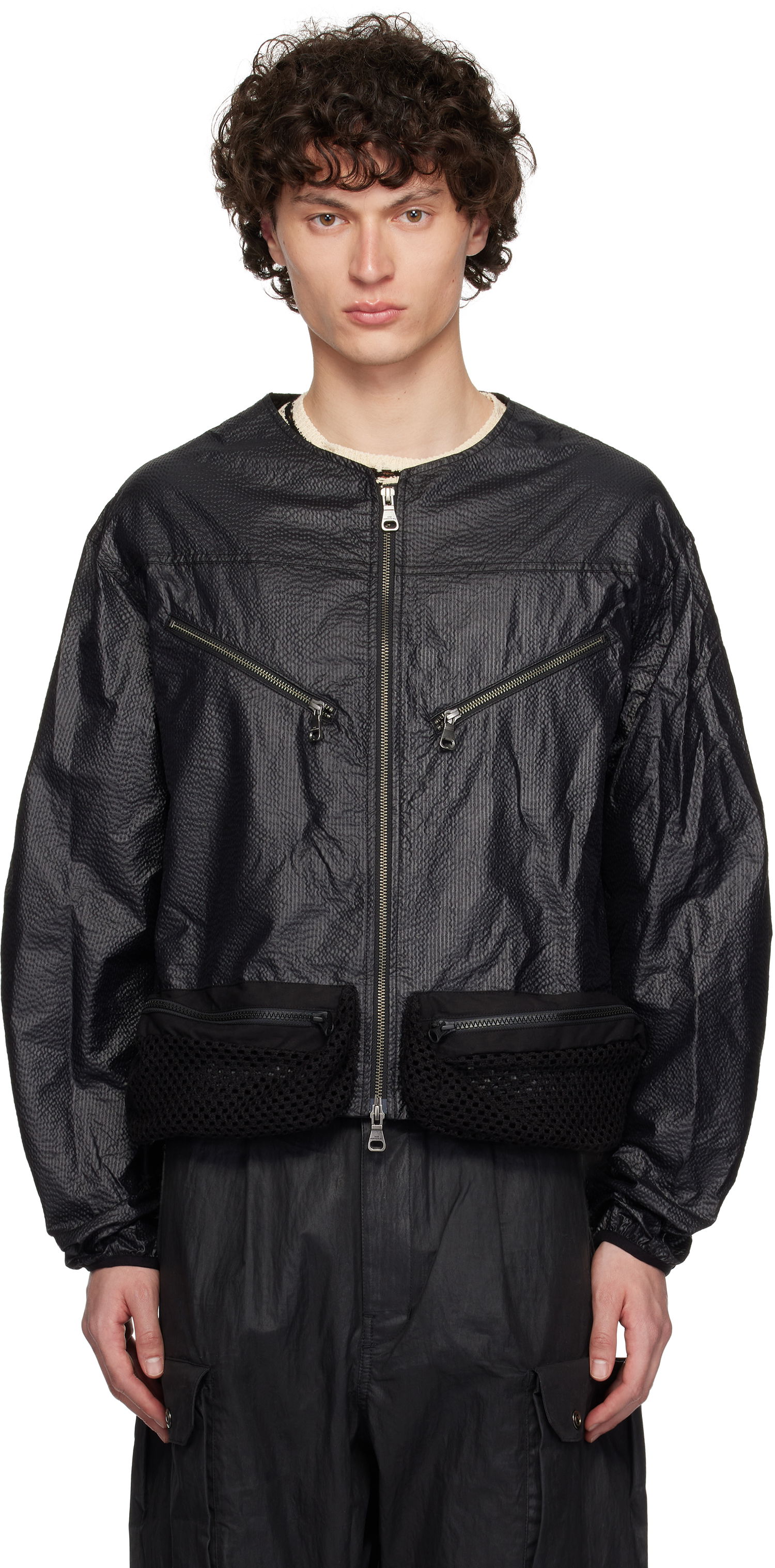 Яке бомбър Andersson Bell Andersson Bell Convex Collarless Bomber Jacket Черно | awa696m, 0