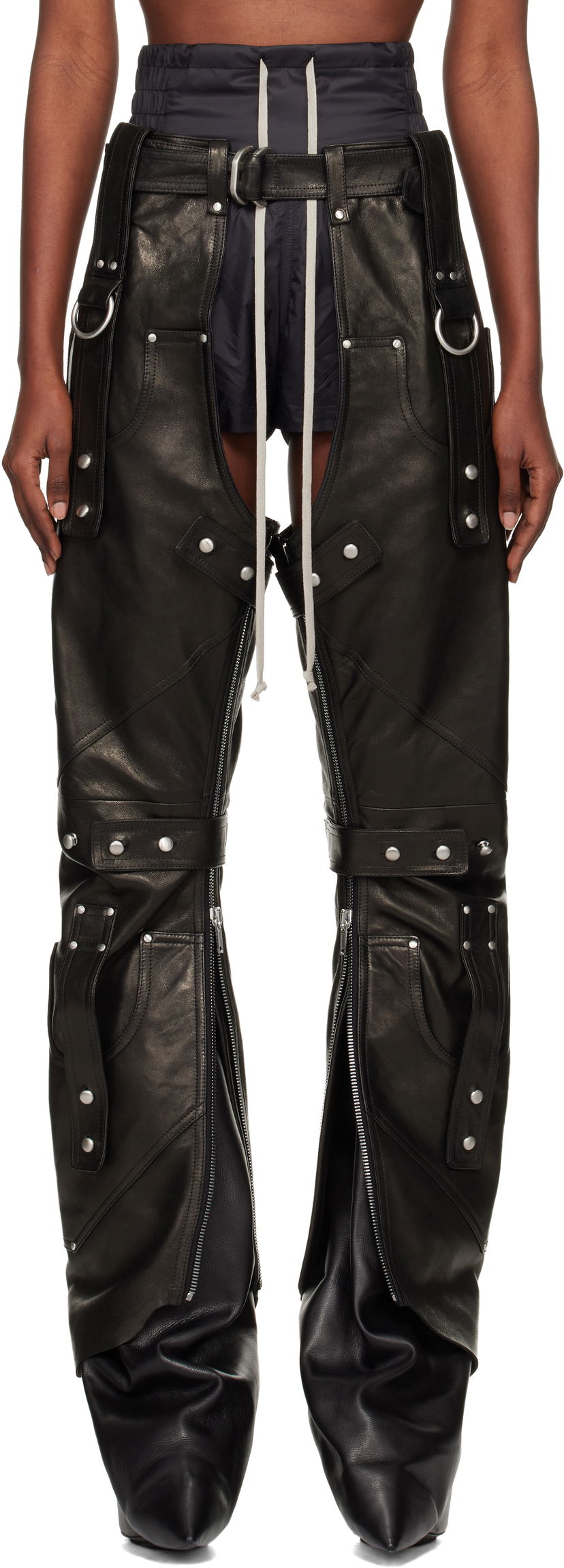 Панталони Rick Owens Concordians Leo Prothmann Edition Chaps Leather Trousers Черно | RO02E4436 LNV