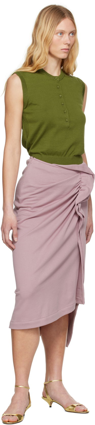 Пола Dries Van Noten Dries Van Noten Ruffled Cotton Midi Skirt Лилаво | 251-011109-1610, 3