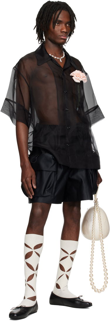 Риза Simone Rocha Simone Rocha Carnation Pocket Boxy Shirt Черно | 5332 0360, 3