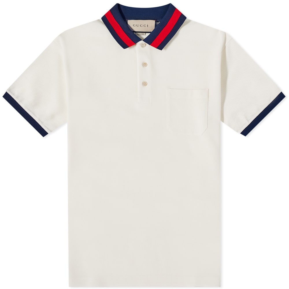 Поло тениска Gucci GRG Collar Polo Shirt Бяло | 701735-XJELJ-9750, 0