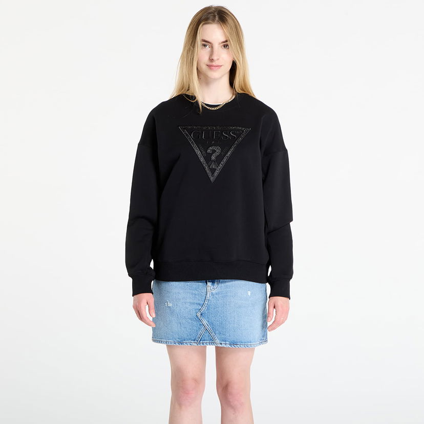Суитчър GUESS GUESS Triangle Glitter Sweatshirt Черно | W5BQ11KC8I1-JBLK
