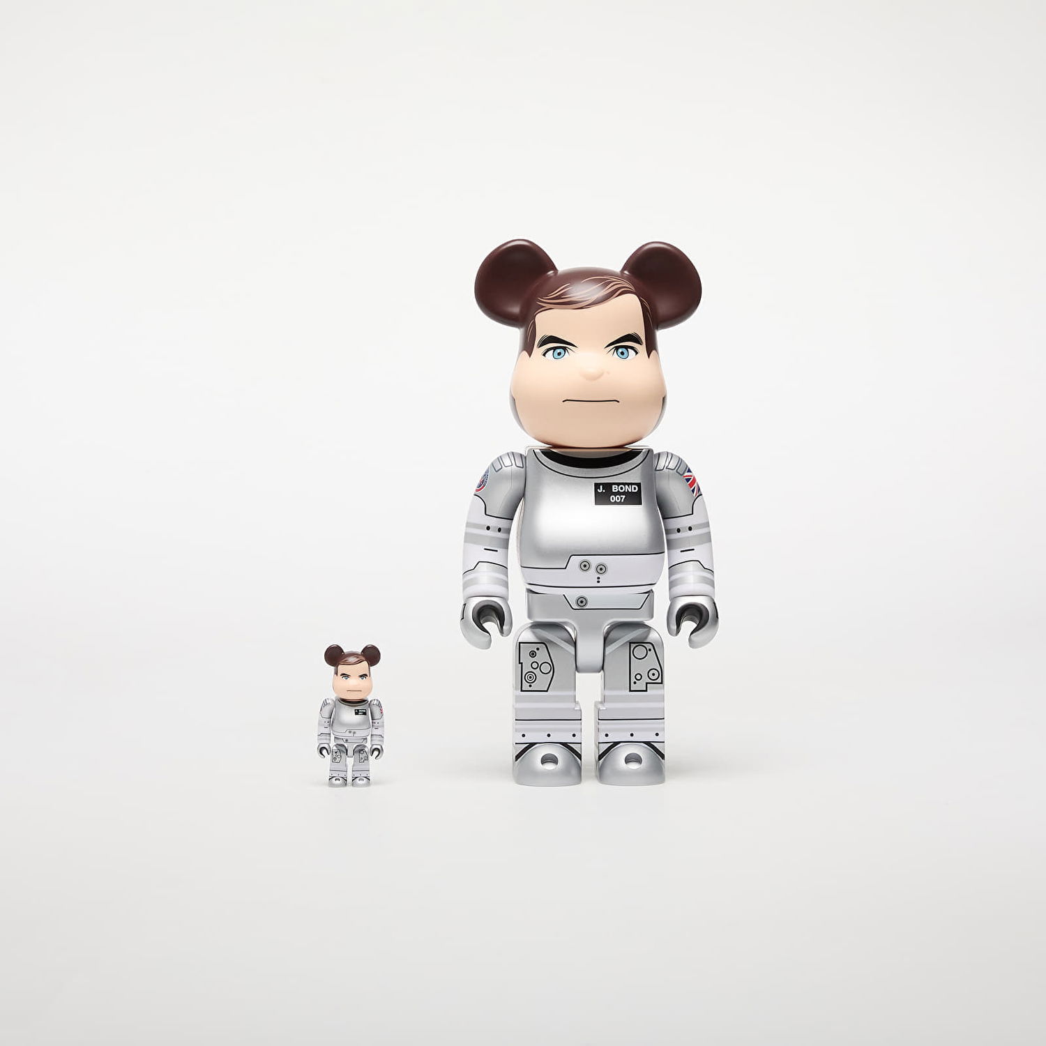Колекционерско Medicom Toy BE@RBRICK James Bond Moonraker Figure 100% & 400% Set Металик | 4530956617114, 0