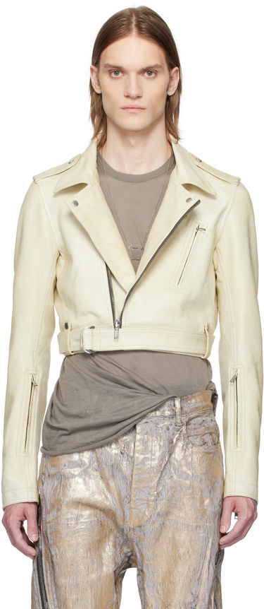 Яке Rick Owens Rick Owens Hollywood Cropped Stooges Leather Jacket Бяло | RR01E5707 LBH, 0