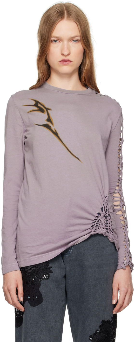Тениска Collina Strada Collina Strada Tosh Long Sleeve T-Shirt Лилаво | XX3377, 0