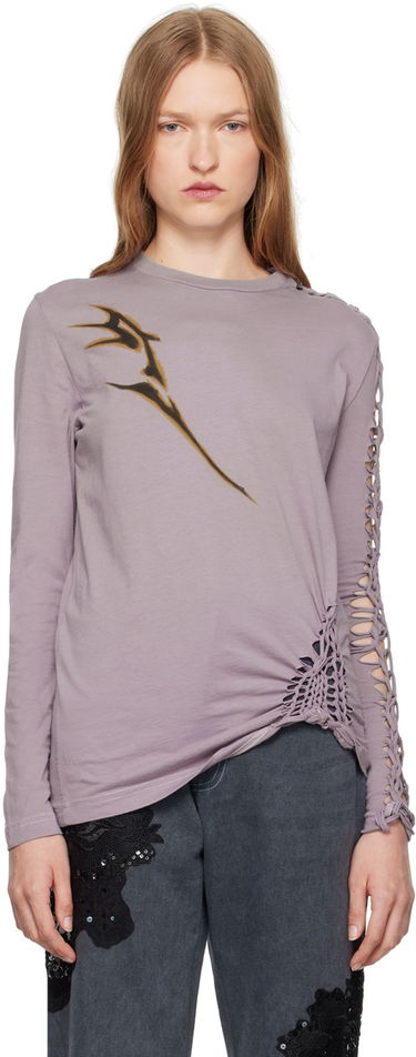 Тениска Collina Strada Collina Strada Tosh Long Sleeve T-Shirt Лилаво | XX3377, 0