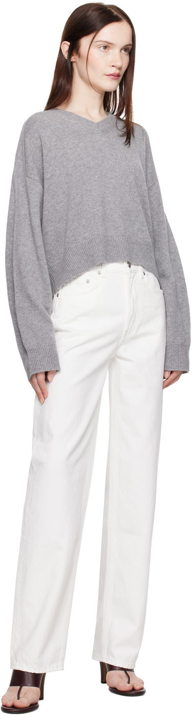 Пуловер Loulou de Saison Loulou de Saison Anzor Cropped V-Neck Sweater Сиво | ANZOR, 3