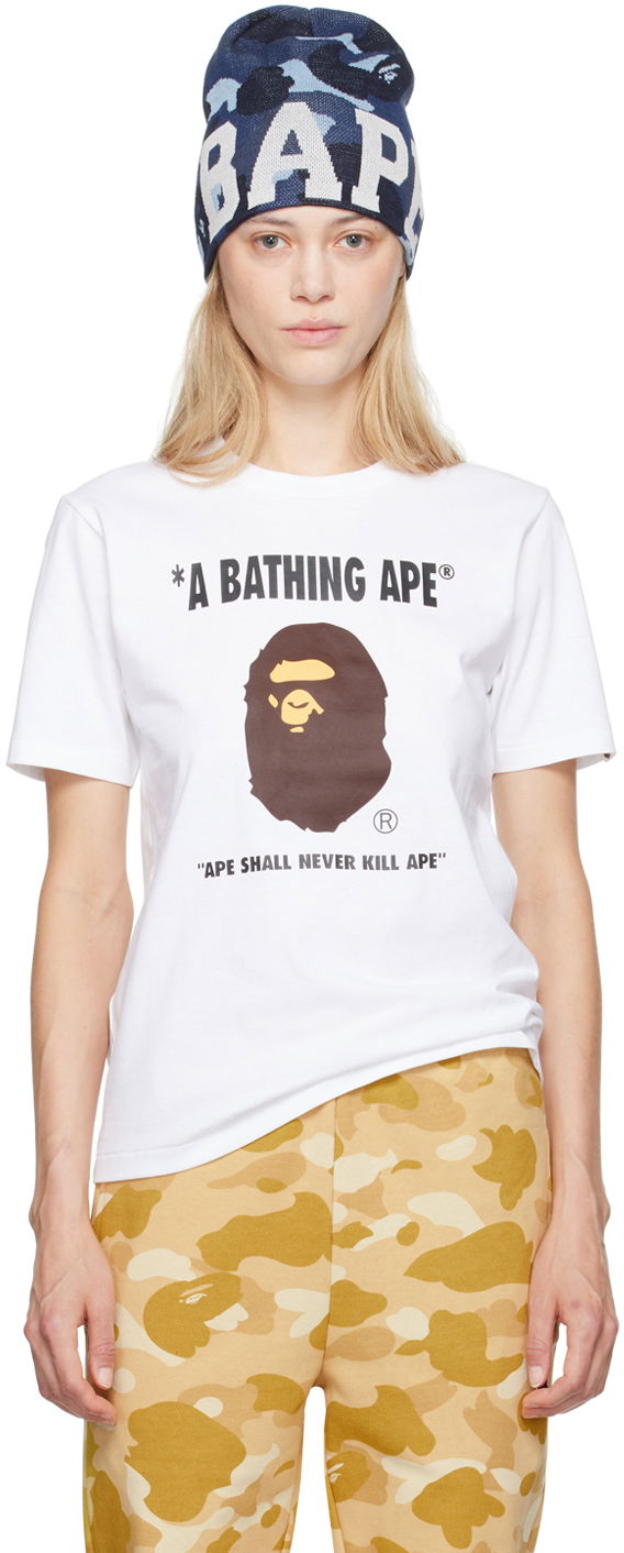 Тениска BAPE BAPE White Ape Head T-Shirt Бяло | 001TEK302030L