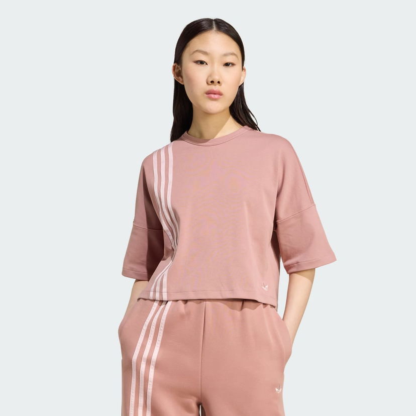 Тениска adidas Performance Off Placed 3-Stripes Cropped T-Shirt Розово | JW3613