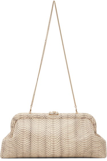Дамска чанта Jimmy Choo Skylar Snakeskin-Effect Chain Strap Frame Clutch Бежово | SKYLAR, 0