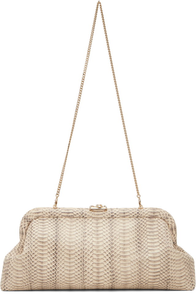 Skylar Snakeskin-Effect Chain Strap Frame Clutch
