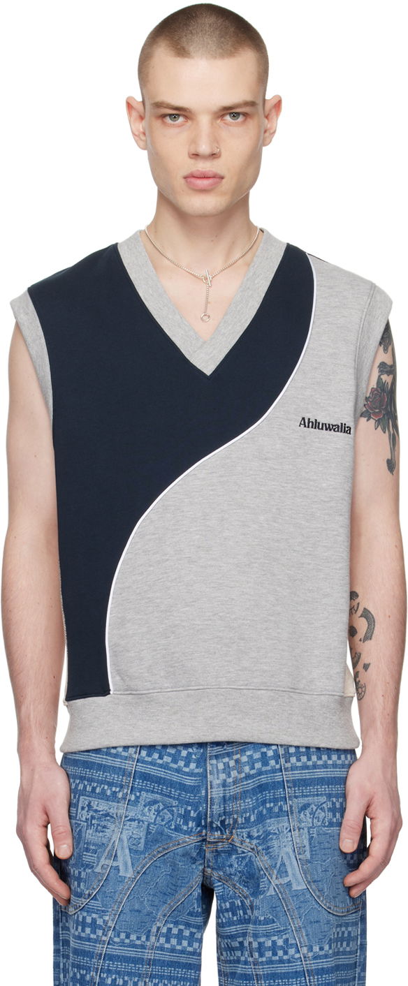 Потник Ahluwalia Colorblock V-Neck Vest Сиво | M-AHLU-TO016-SS23-FA120-GR, 0