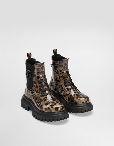 Аксесоари Dolce & Gabbana Dolce & Gabbana Printed Shiny Calfskin Ankle Boots Кафяво | D11360AM568HA93M, 1