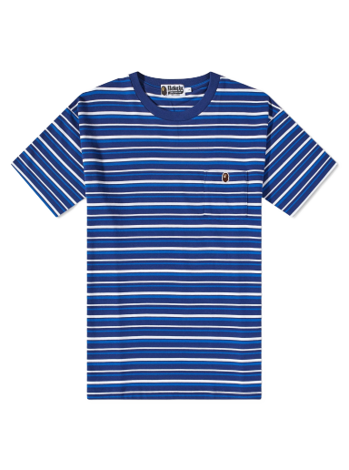 Тениска BAPE Striped One Point T-Shirt Blue Синьо | 001CSJ301002M-BLU