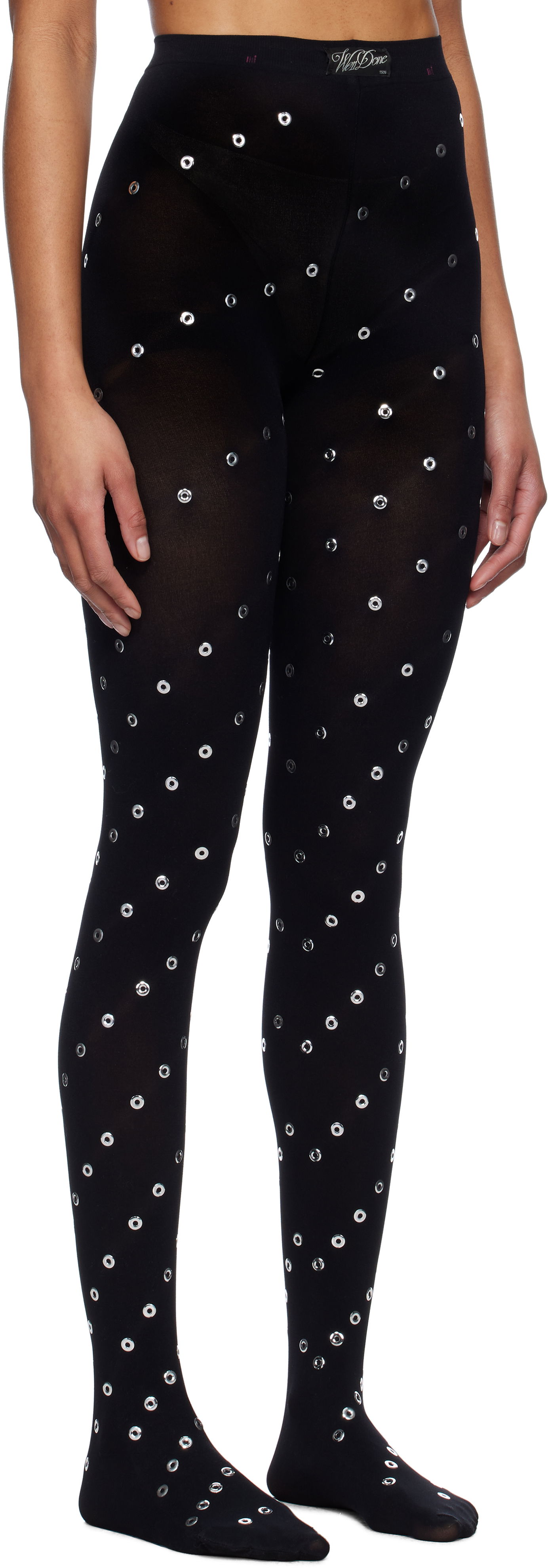 Чорапи We11done We11done Eyelet Tights Черно | WD-LE0-25-285-W-BK, 1