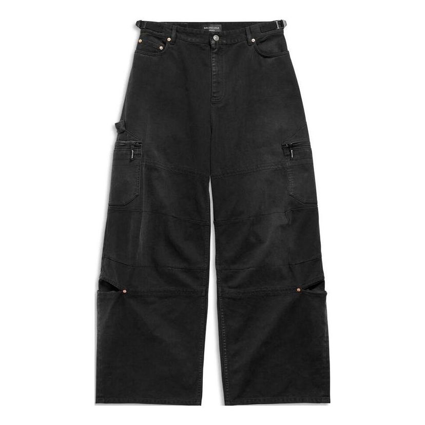 Карго панталони Balenciaga Balenciaga  Wide-Leg Cargo Pants Черно | 767971TNW111672